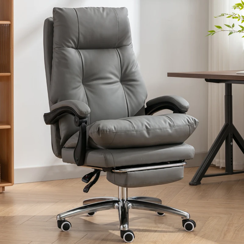 Chaise d'ordinateur en cuir, légère, de luxe, confortable, sédentaire, avec dossier pivotant, design artistique, repose-pieds   meubles de maison muebles
