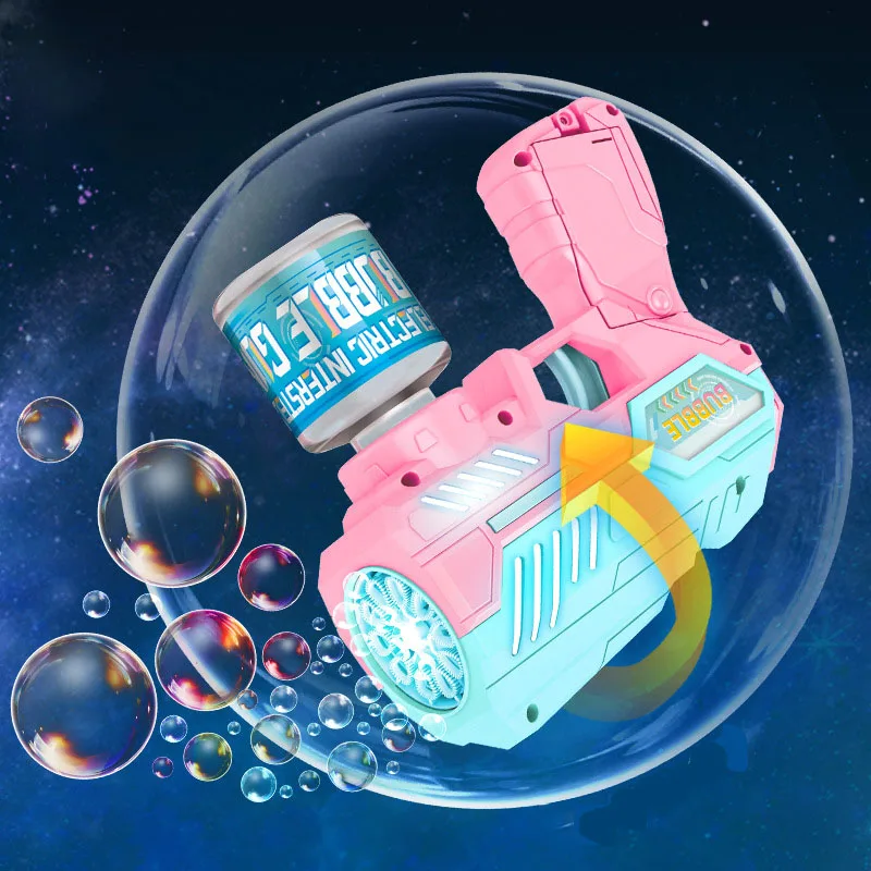 2024 Nowa przyomatyczna maszyna do baniek mydlanych dla dzieci Świecąca zabawka Gry na świeżym powietrzu Prezent Pistolet do baniek międzygwiezdnych bez wody bąbelkowej.
