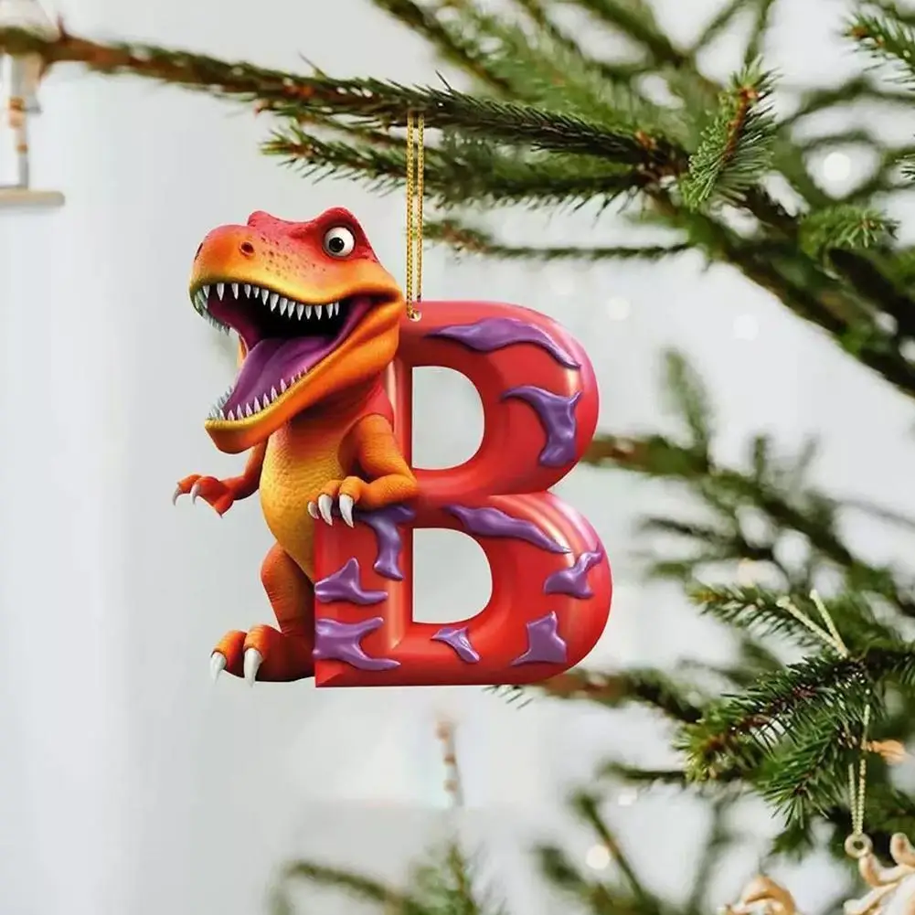 Kerst Dinosaurus Acryl 26 Letters Kerst Dinosaurus Ornamenten Acryl A Tot Z Ornament Letters Kroonluchter Kettingbedekking