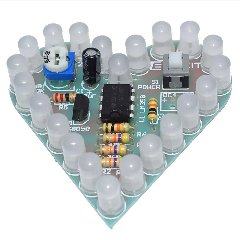 DIY Kit Heart Shape Breathing Lamp Kit DC 4V-6V Breathing LED Suite Red White Blue Green DIY Electronic Production for Learning