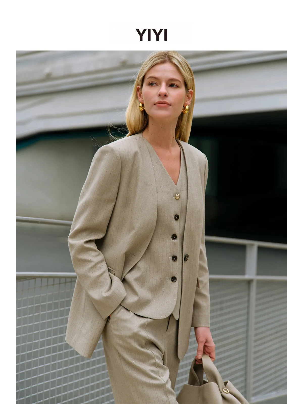 

High nce Elite Quiet Luxury Woolen Vest Pants Tee Piece Set Women's Busin Casual Faion Sle Long Sve...