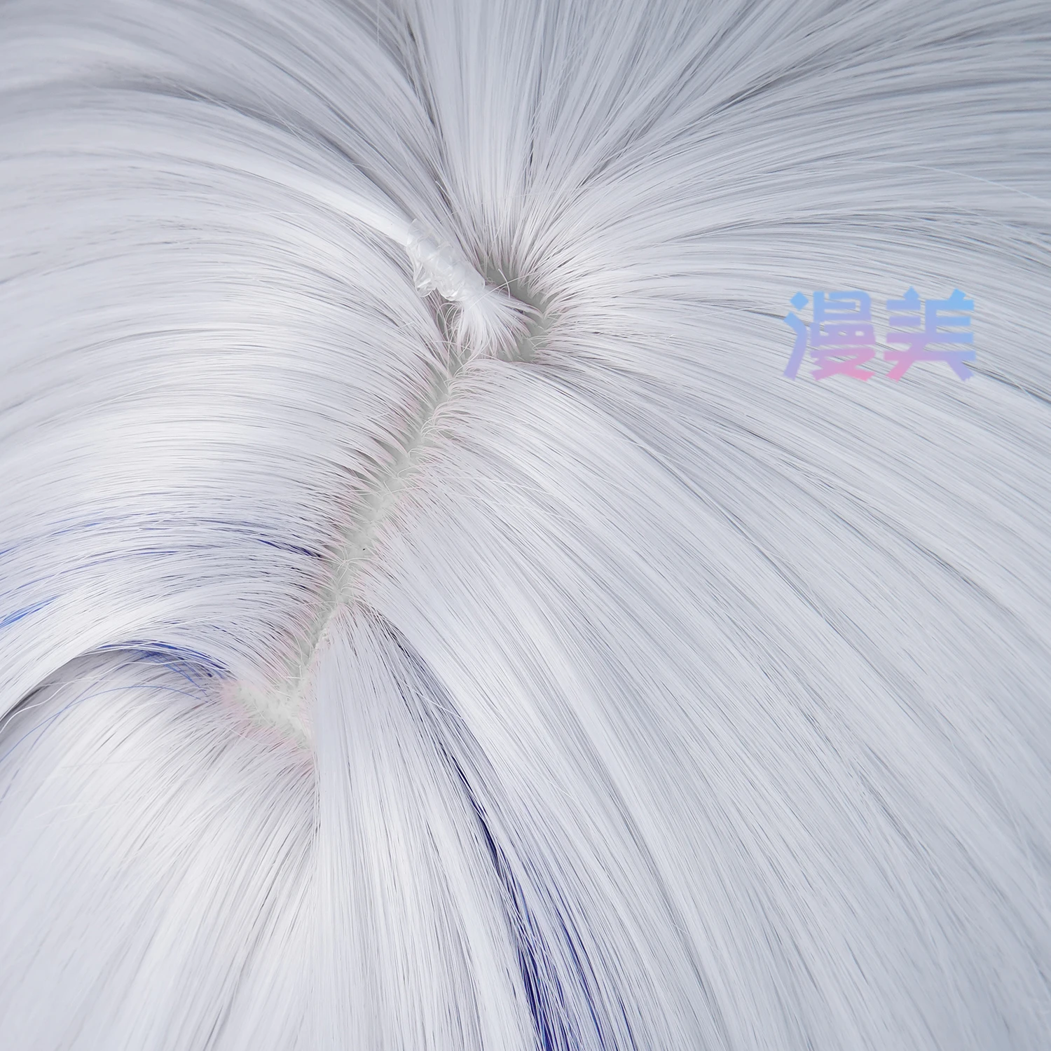 Peruka do cosplayu Galbrena z gry Wuthering Waves, jasnosrebrno-biała z ciemnoniebieskimi końcówkami, włosy do cosplayu na Comicon, imprezę, dla dorosłych kobiet i mężczyzn.