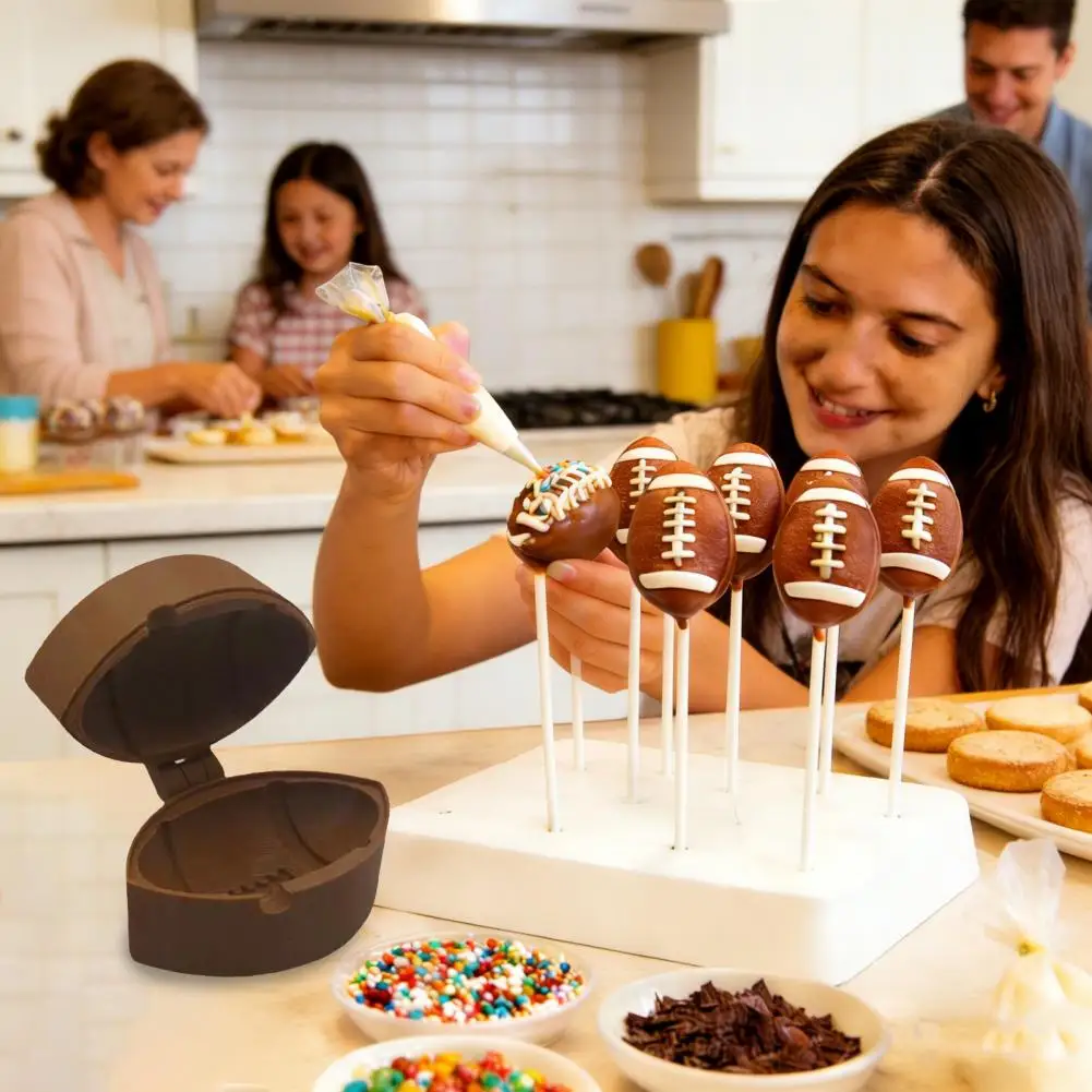 

2Pcs Rugby Cake Mold with Sticks Non-Stick Reusable Baking Mold Easy to Clean Reusable Cake Pan for Home Bakery Restaurant