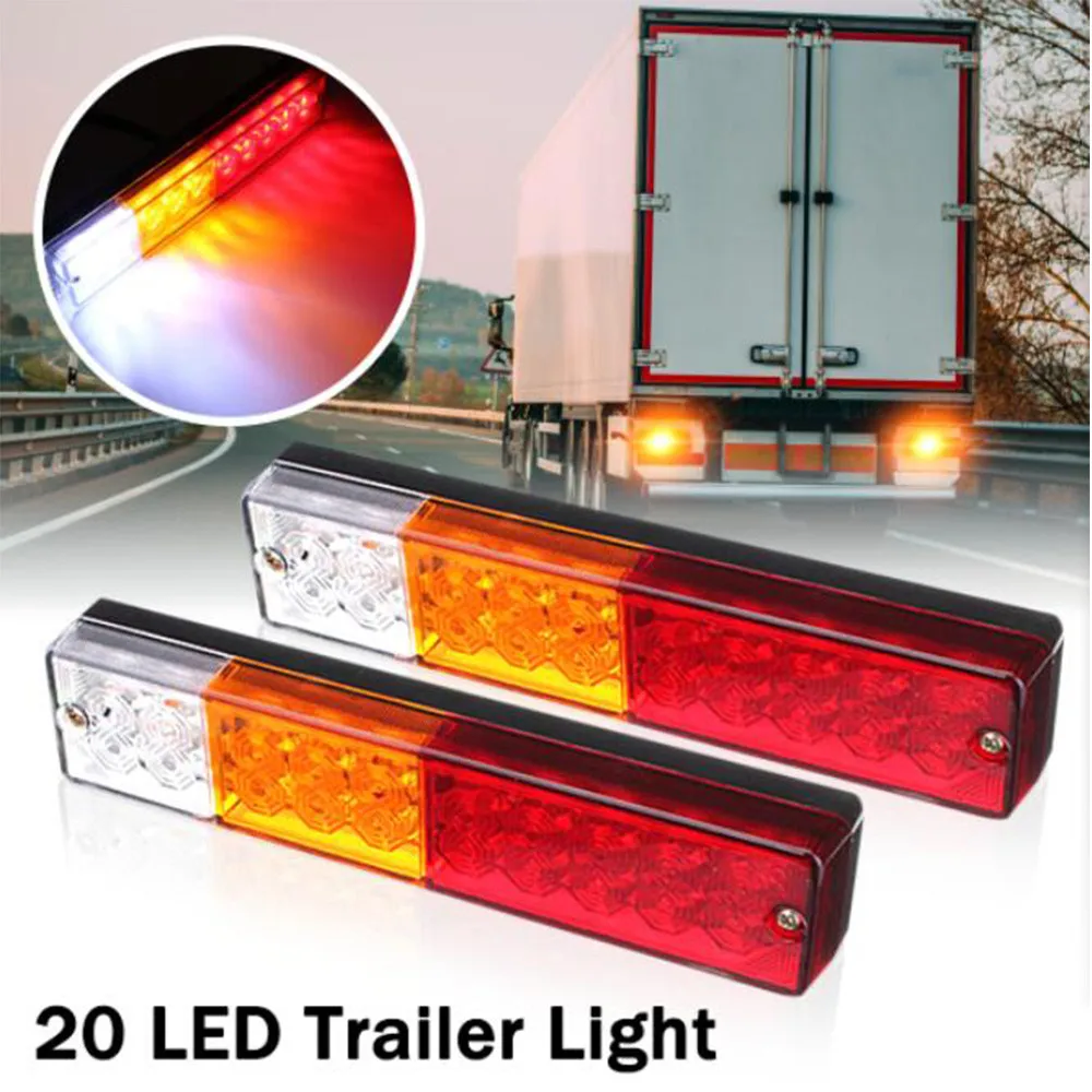 2Pcs Tail Light Waterproof 20led 24V ATV Trailer Truck LED Yacht Car Taillight Reverse Indicator Brake Stop Turn Signal Lamp