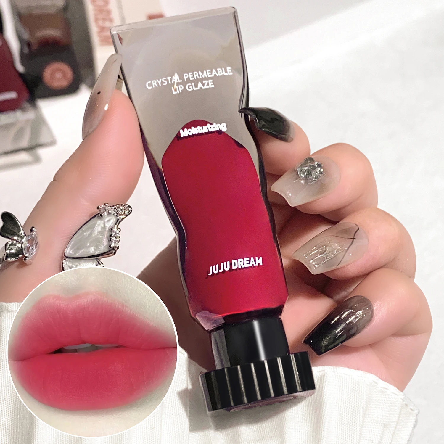 Crystal Transparent Moisturizing Lip Gloss Water Gloss Mirror ไม่ซีดจาง ไม่ติดถ้วย ลิปกลอสไวท์เทนนิ่ง