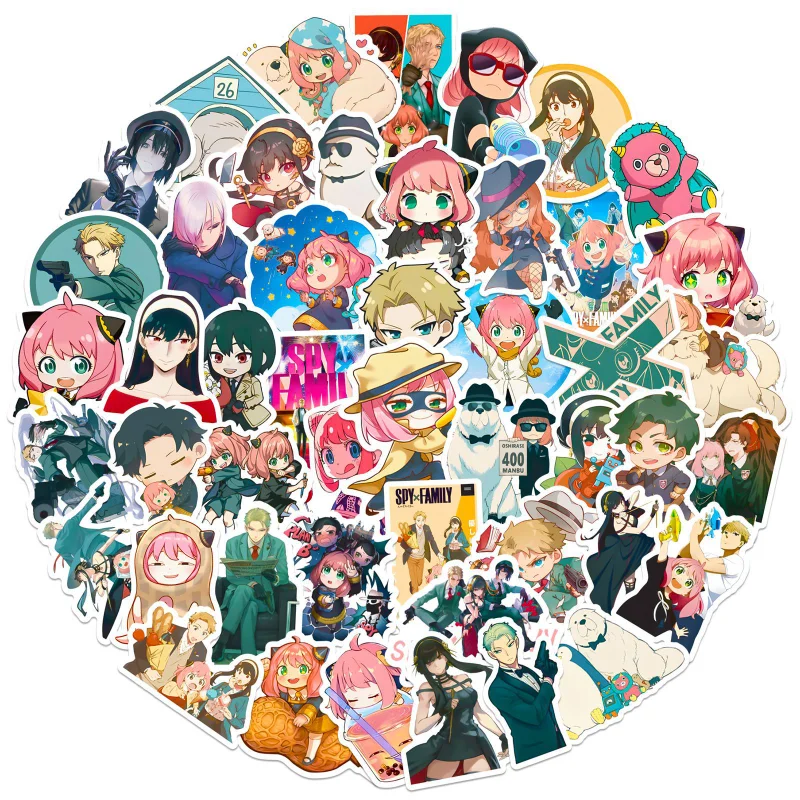 50/30/10PCS Anya Yor Twilight Loid Forger Popular Animation 2D Peripheral Q Version Suitcase Notebook Stickers Pretty Stationery