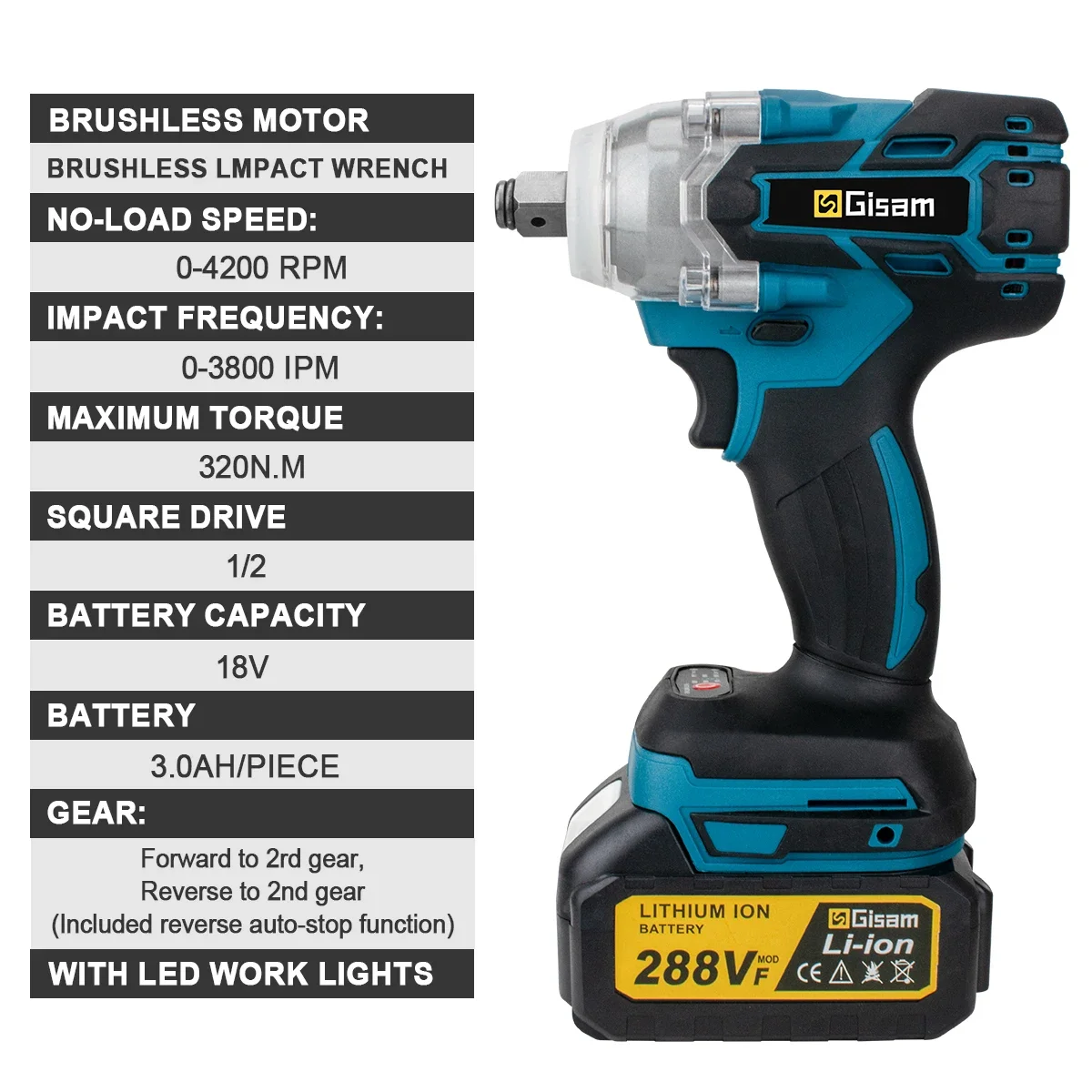 Imagem -05 - Brushless Elétrica Impact Wrench Chave de Fenda sem Fio Ferramentas Elétricas para Makita Bateria 18v 320n.m Torque 2