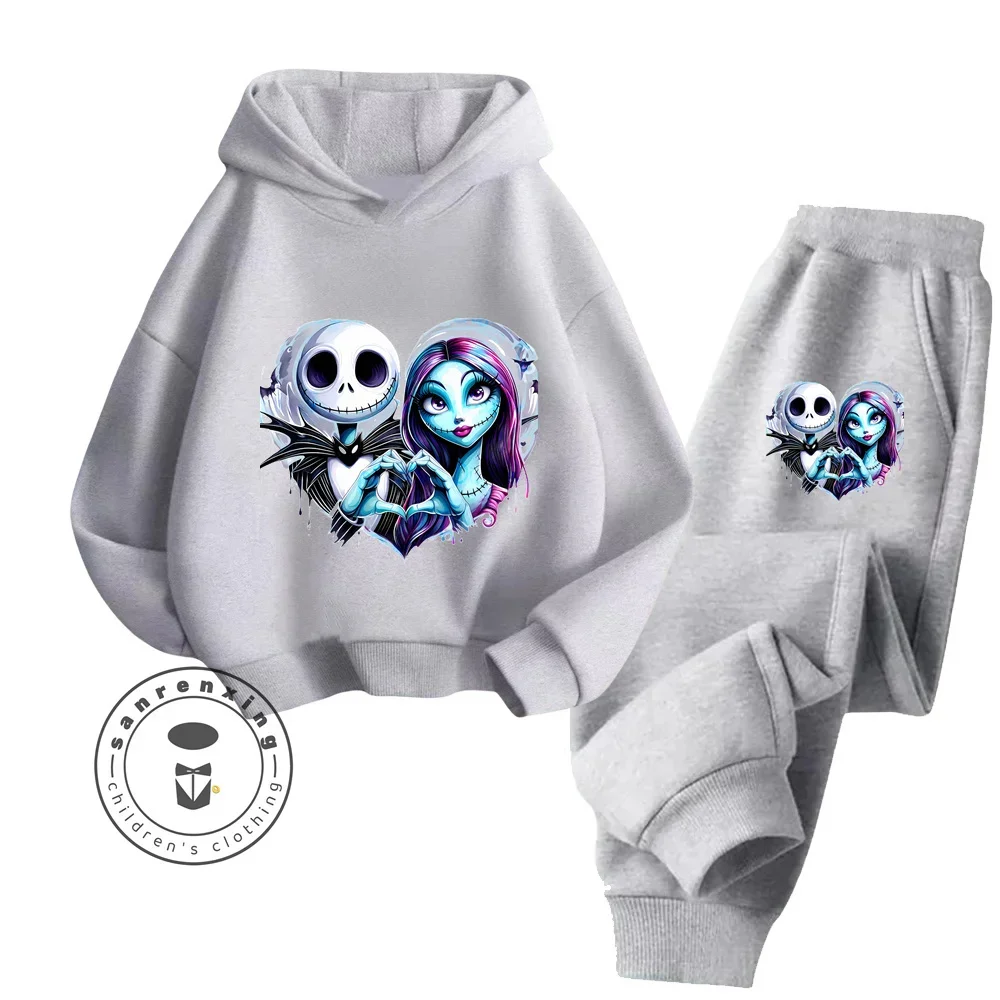 2024 The Nightmare Before Christmas Comfy Chic Solid Color Spring Autumn Set for Kids Trendy Design Airy Comfort Sweatshirt Suit