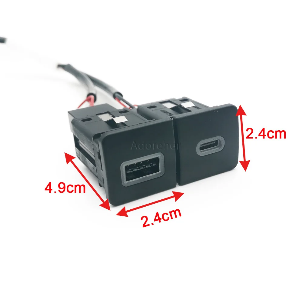 Red LED 12V/24V Car Charger Socket QC3.0 USB Charging Outlet Power Adapter PD Type C Fit for VW Golf 5 for Golf 6
