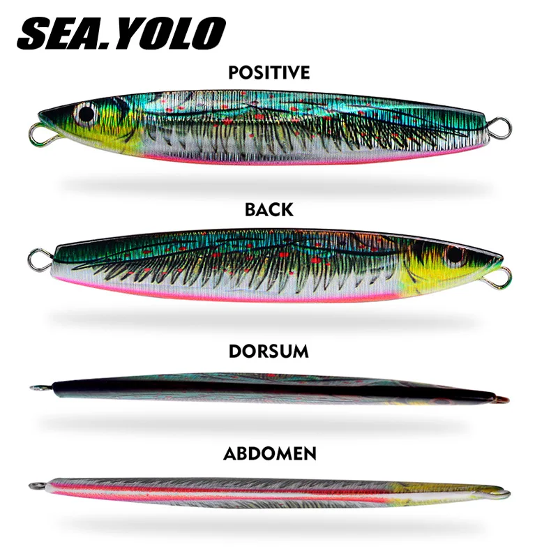 Sea.Yolo Long-cast Sinking Water Fast Pumping Iron Plate Simulation Fake Bait Printing Iron Plate Lead Fish 12cm 78g Lure Bait