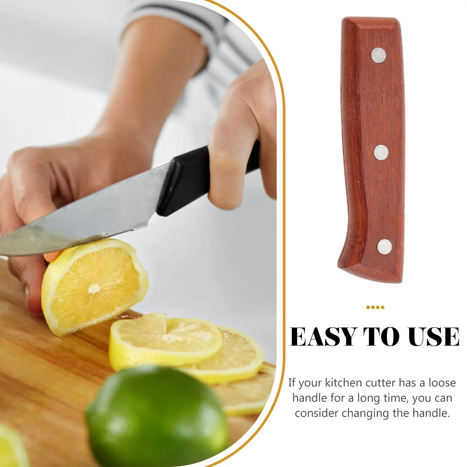 1Set Professional Wooden Cutter Handle Replacement for Kitchen Knife Tools Ergonomic Resistant Smooth Polished view 4