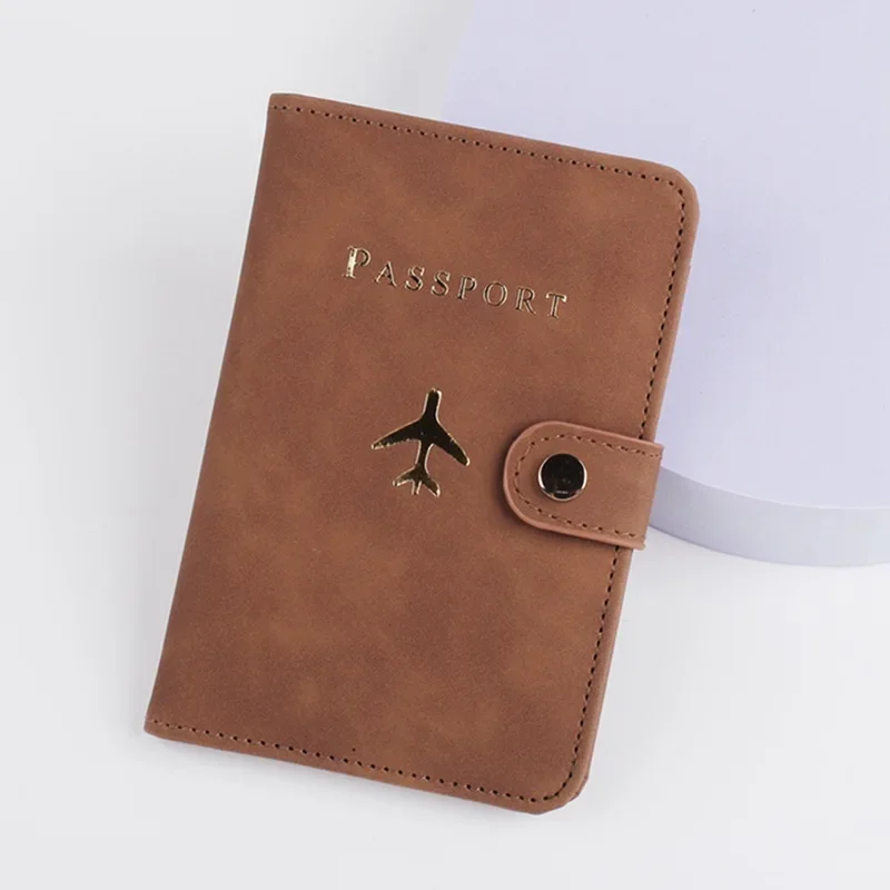 PU Magnetic Buckle RFID Travel Passport Cover Passport Protection Case Flight Ticket Clip Passport Holder Id Card Holder Unisex