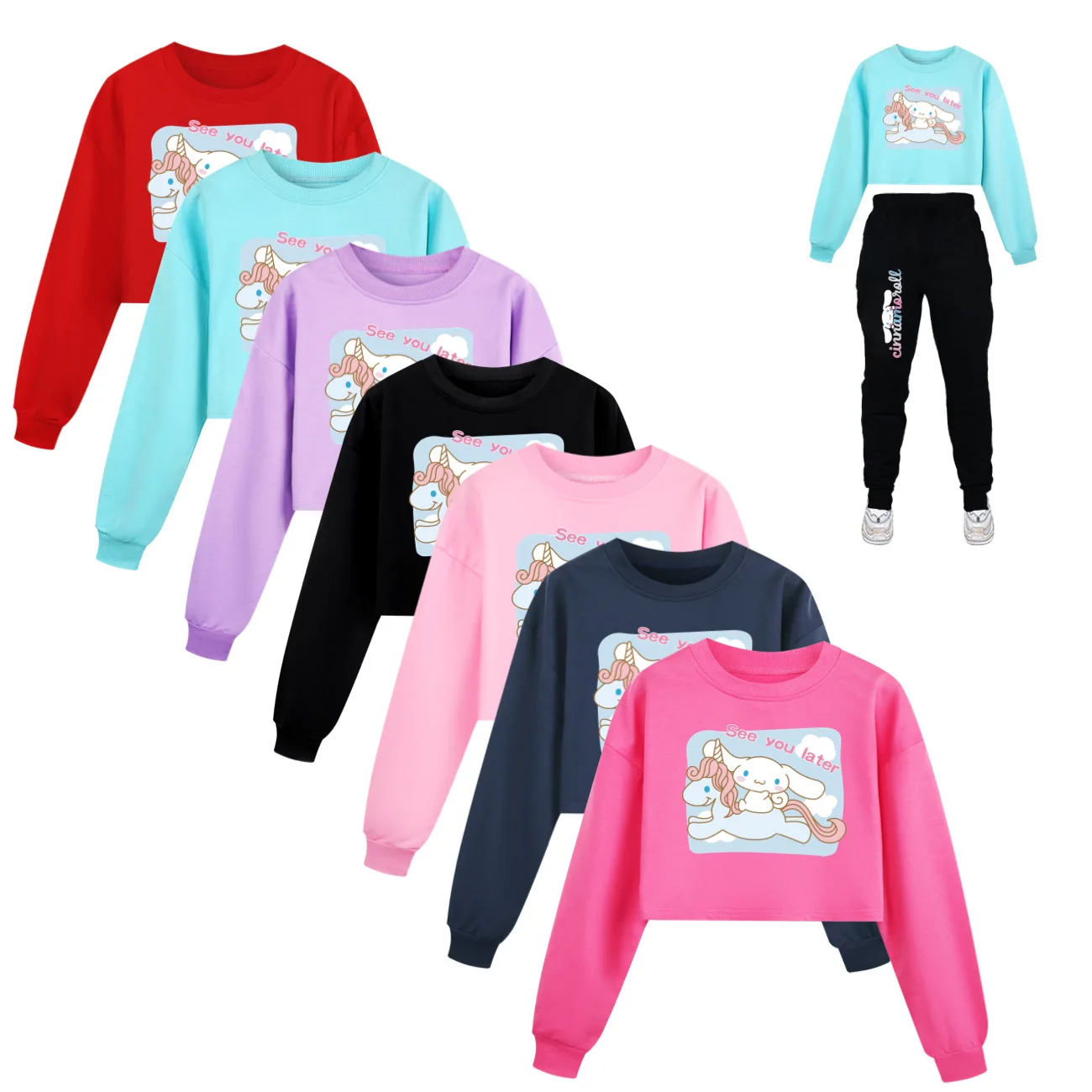 

Rabbit Cropped Hoodies Sweatshirts Girls Hoodie Set Children Clothing Spring Hoody Kids Long sleeve Casual Tops 3486