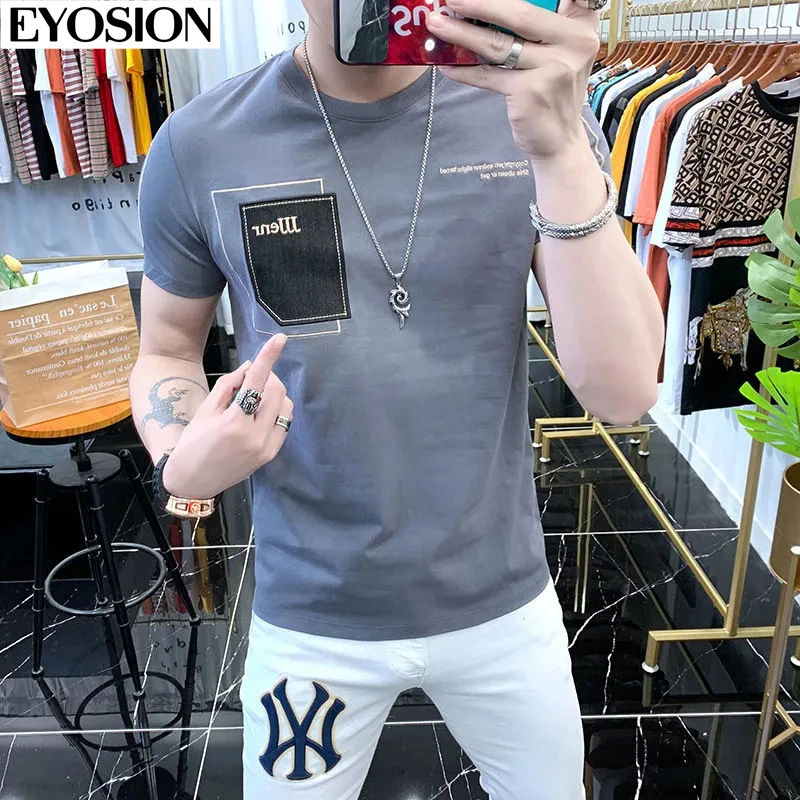 Men\'s Short-sleeved T-shirt Ice Silk Cotton High Quality 2022 Summer Street Style Round Neck Male Top Bottoming Shirt Size 4XL