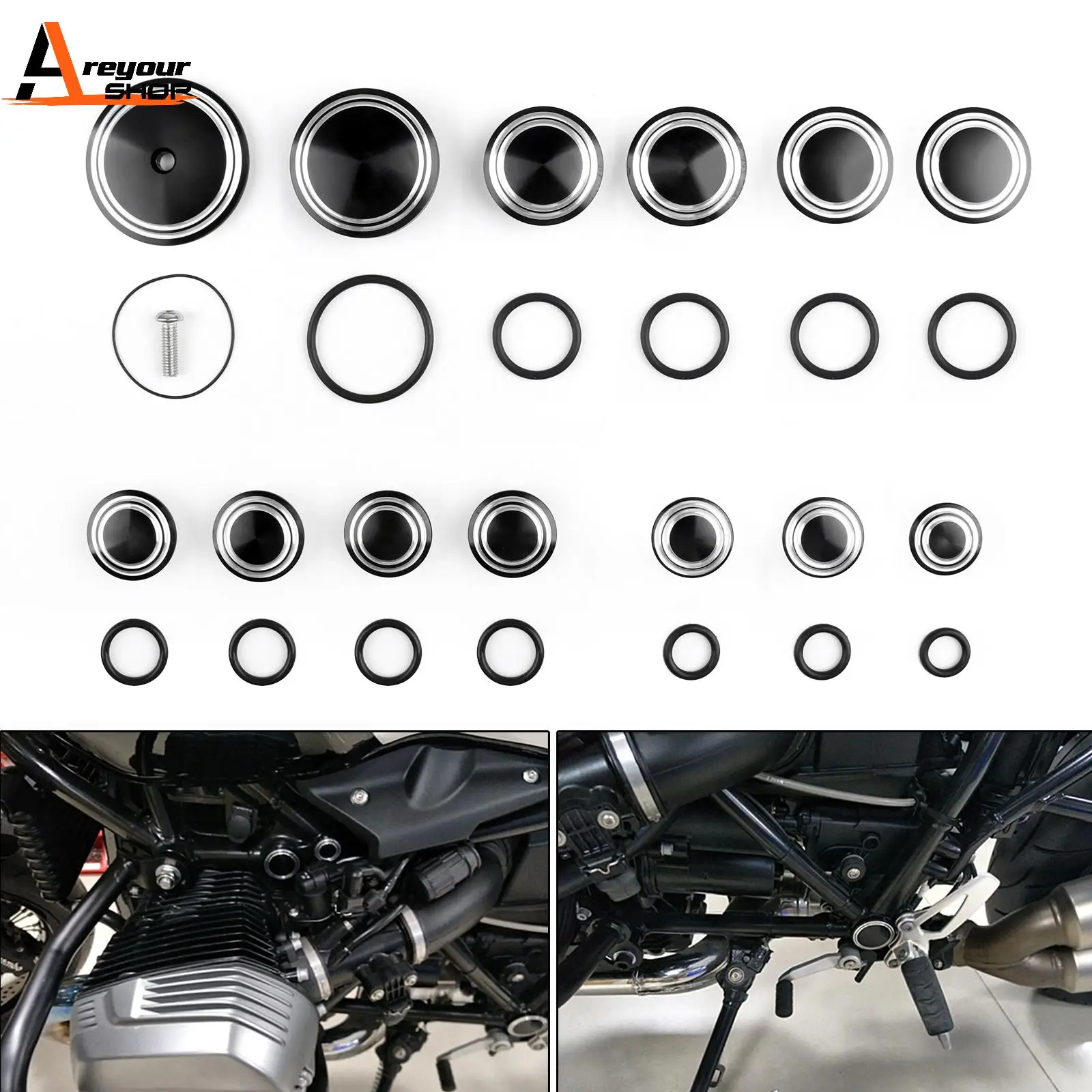 

Areyourshop 13PCS Frame Plugs Set Frame Hole Caps Decor Cover For BMW R Nine T R9T 2014 2015 2016 Motorcycle Accessories Parts