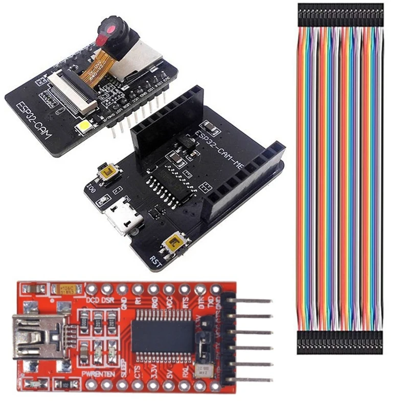 ESP32-CAM-MB واي فاي OV2640 وحدة الكاميرا وحدة بلوتوث 5 فولت CH340G Nodemcu FT232RL USB إلى TTL محول + 40Pin سلك توصيل معزز