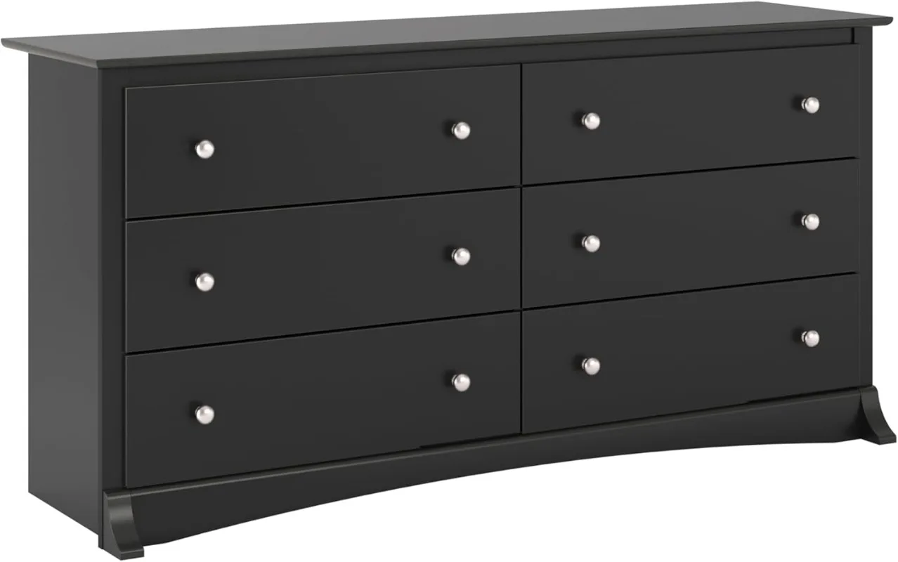 

Double Drawer Dresser, 17.5" D x 59" W x 29" H, Black