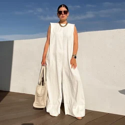 Missuoo Women's Jumpsuit 2024 New Solid Color Loose Round Neck Sleeveless Wide Leg Pants Suit Summer Casual Streetwear Jumpsuits