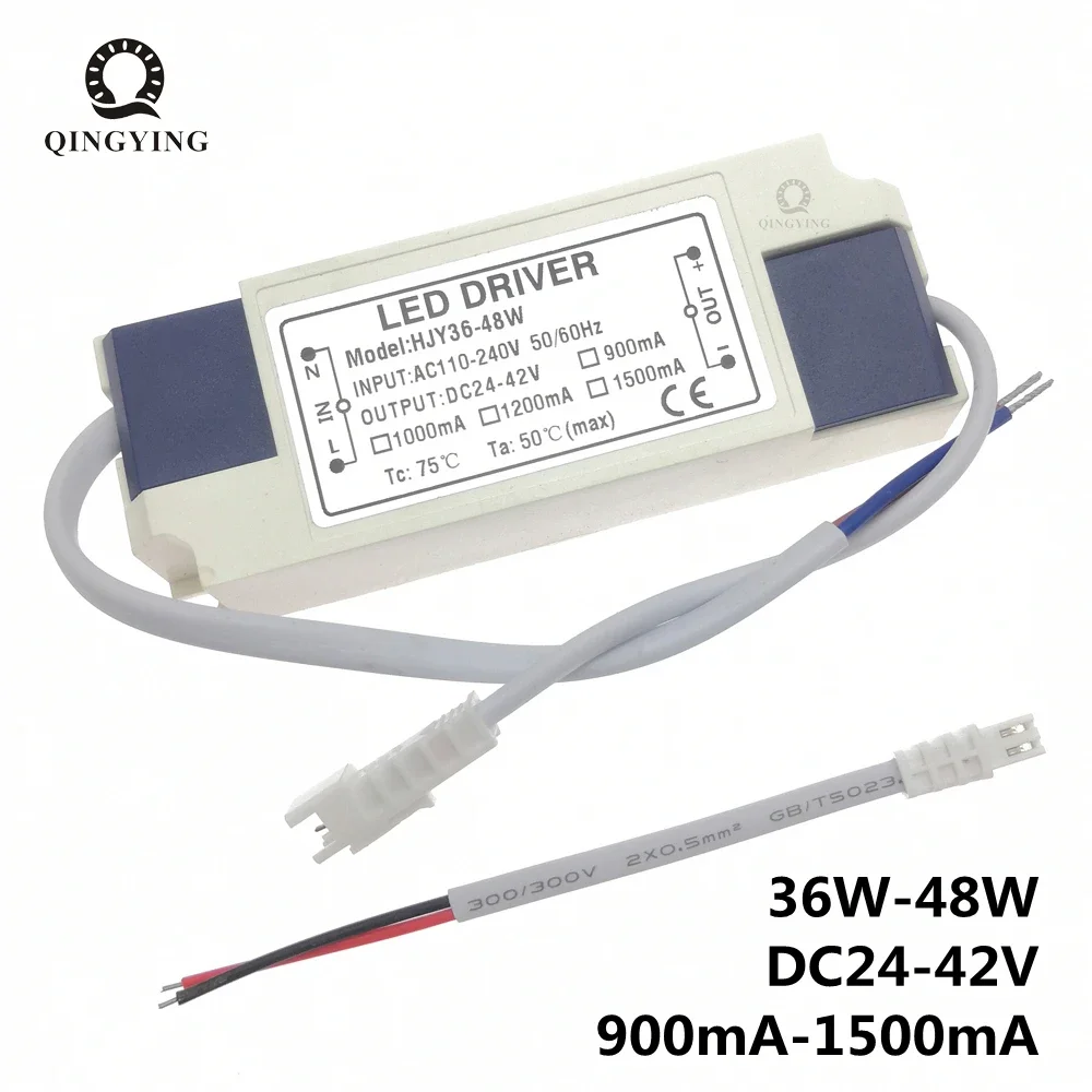 110V 220V 36W 40W 45W 48W LED Driver DC24-42V 900mA 1000mA 1200mA 1500mA Flicker Free Power Supply External Lighting Transformer