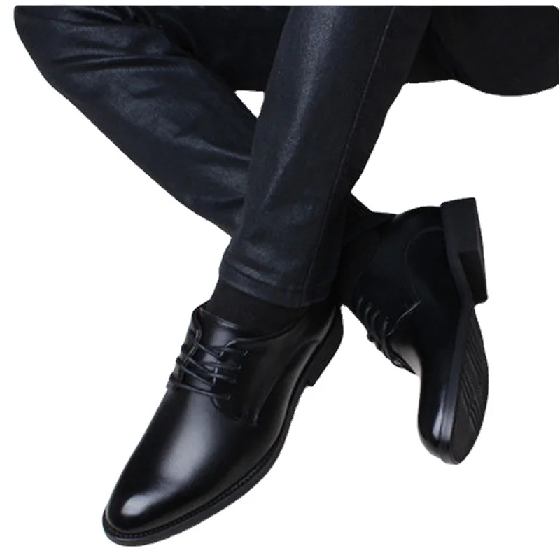 Men Wedding Leather Business Men\'s Dress Pointed Casual Youth British Style Inner Heightening Spring 2022 New Arrivals Shoes