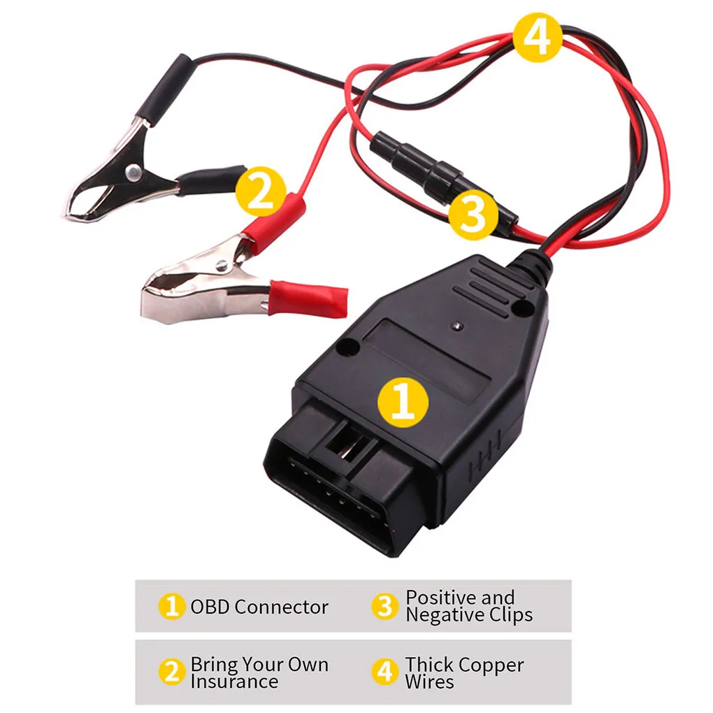 Battery OBDII Connector Insulative Copper Wire Power Off Protector