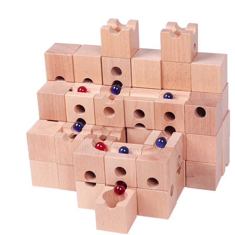 

Solid Wood Marble Run Building Set DIY Assembly Construction Model for Educational