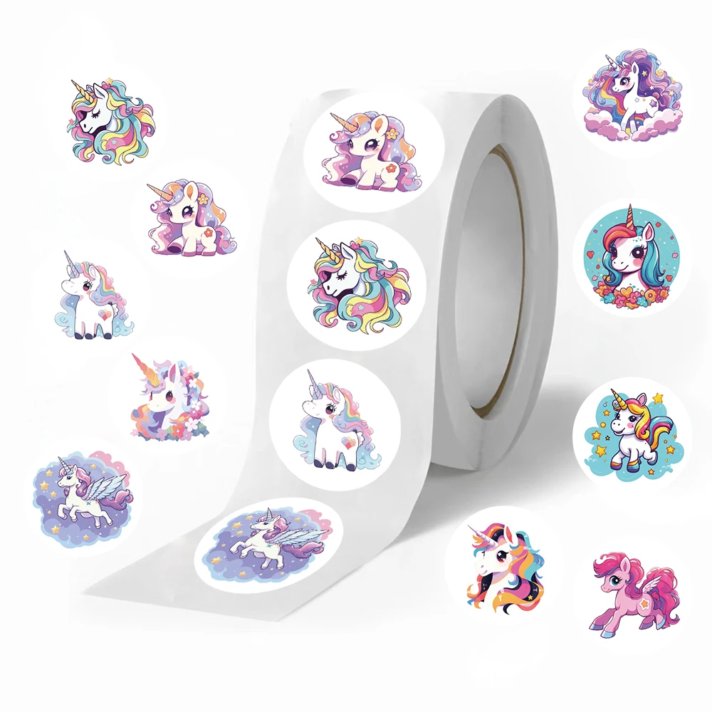 500pcs Cat Unicorn Daisy Flower Reward Encouragement Sticker Roll for Kids Motivational Stickers with Cute Animals for Students