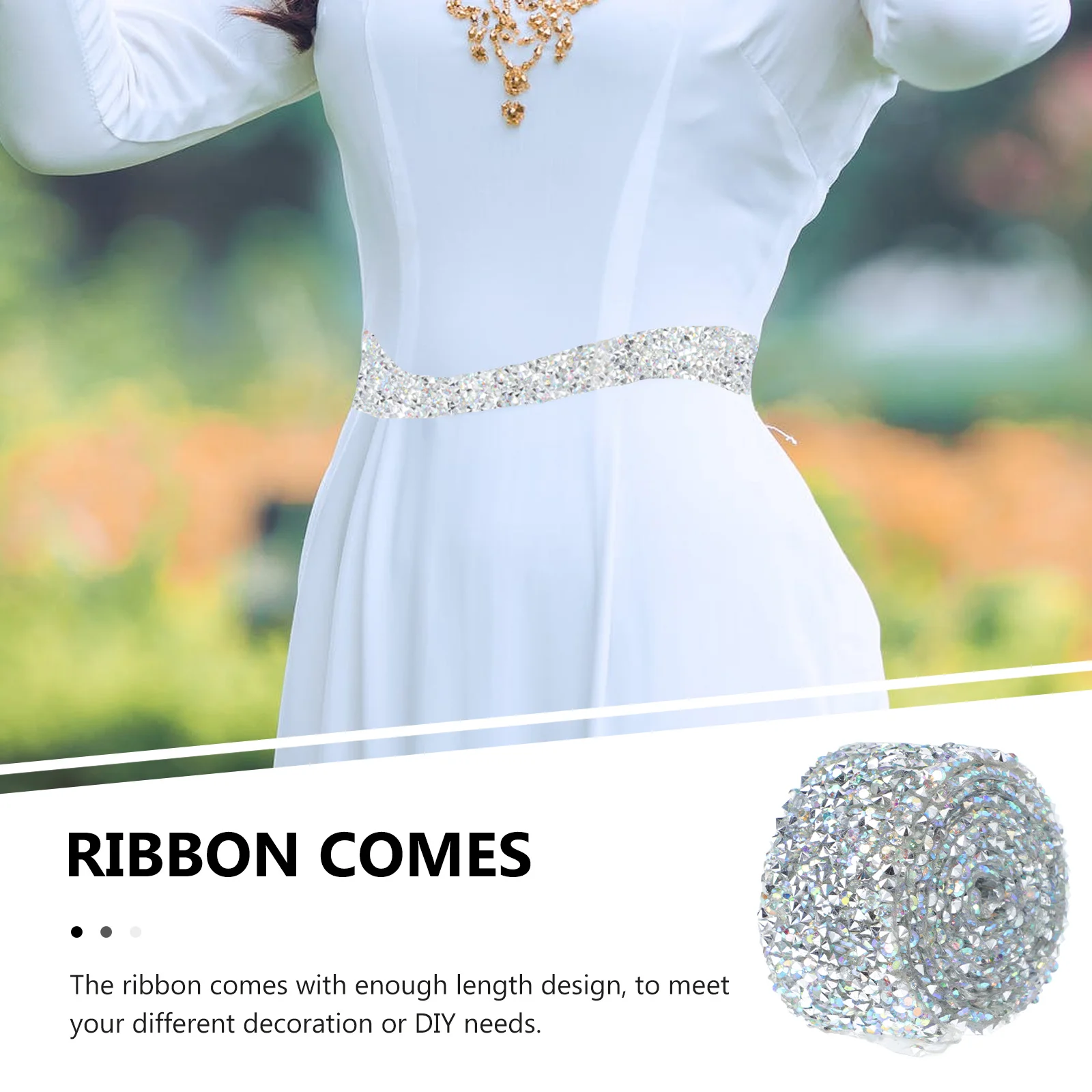 

1 Roll Self-Adhesive Diamond Ribbon For Clothes Diy Decorative Craft Material Double-Sided Glitter Strip Sewing Accessory