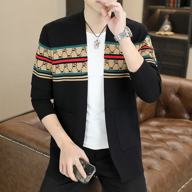 

Мужской модный высококачественный свитер-кардиган Slim Fit с V-образным вырезом, легкий, для весны и осени, новинка