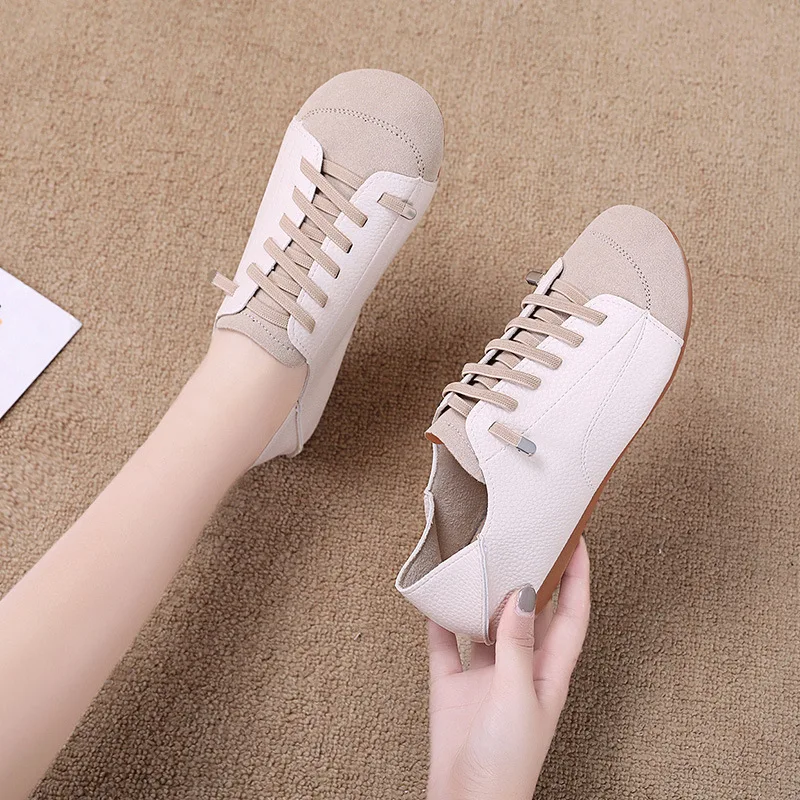 Japanese Harajuku Moccasin Slipper Women\'s Designer Sneakers Lace Up Loafers Flat Mules for Women Girl Wide Toe Slip-on Shoes