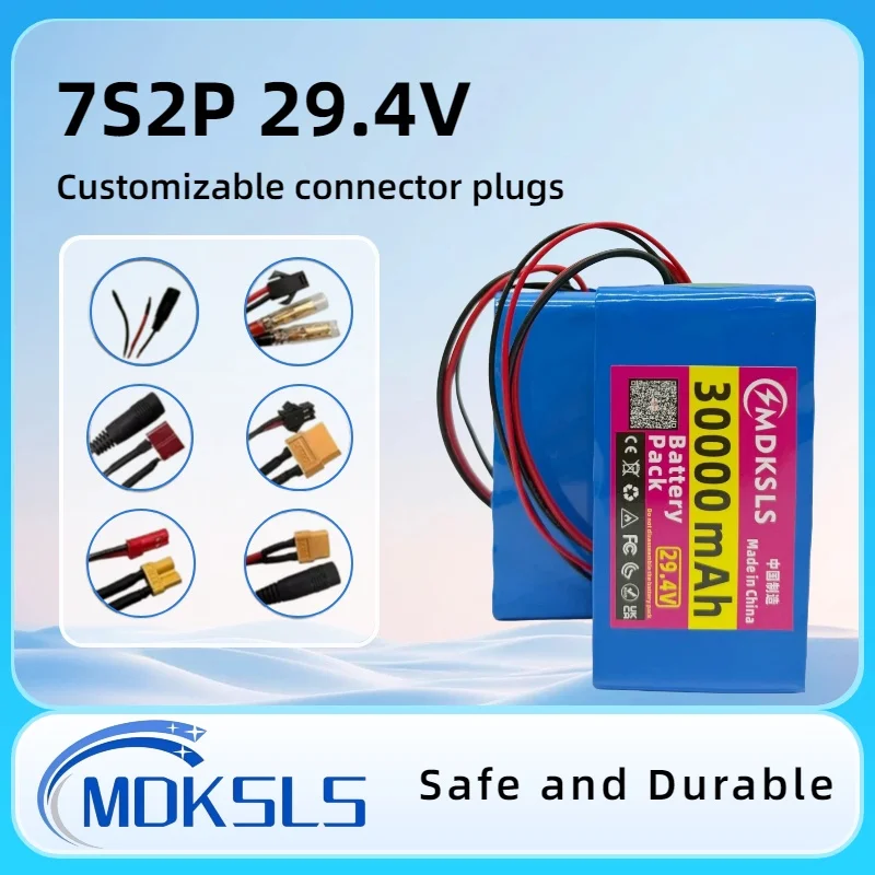 

7S2P 18650 Battery Pack 24V/29.4V 6.6Ah Rechargeable Mini Portable Charger for LED Lamp Camera with BMS