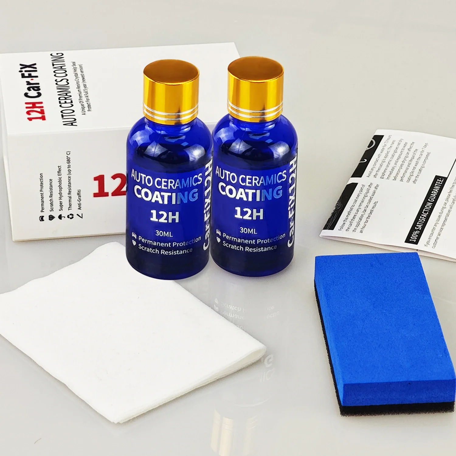 

2Pcs 12H Car Coating Polishing Wax Anti-Scratch Paint Protection 5-year Guarantee Glossy Prolonging Paintworks Ceramic Glass