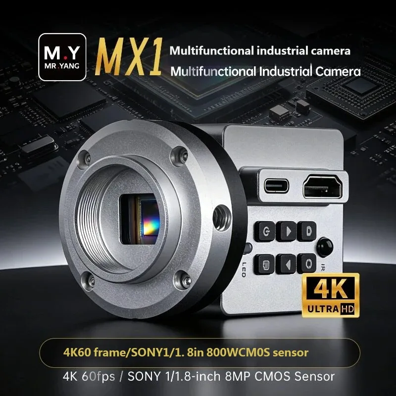 YCS M.Y MX1 4K 60FPS Industrial Microscope Camera, 8MP CMOS Sensor, HDMI Type-C Output, Rotatable Body for PCB Repair