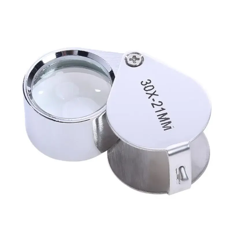 30X Times Magnifier Glass 30X-21MM Metal Fold Identify Precise Eyeglasses Jewelry Antiques Appraisal Watch Repair Tool Portable