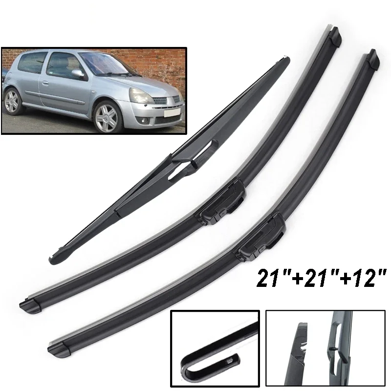 

Комплект щеток стеклоочистителя переднего и заднего стекла для Renault Clio 2 2005 2004 2003 2002 2001 2000 1999 1998 21 "21" 12"