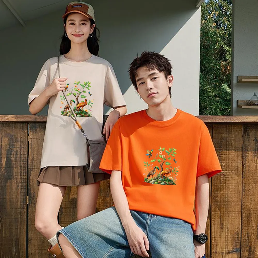 Birds And Butterflies Printed T Shirt Cotton XS-XXL Personalized Custom T Shirt Casual Short Sleeve Tee Aesthetic Graphic Top Un