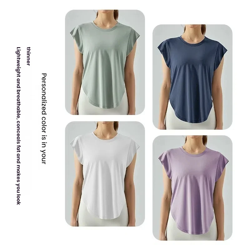 T-shirt da yoga da donna dalla vestibilità ampia - Top da allenamento traspirante per yoga, corsa, palestra, esercizi, maglietta sportiva casual a maniche corte