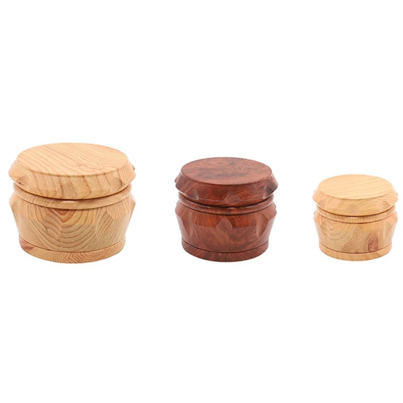 Tobacco Grinder With Cutting Blades 40 55 63MM Wood Zinc Alloy 4 Layer Herb