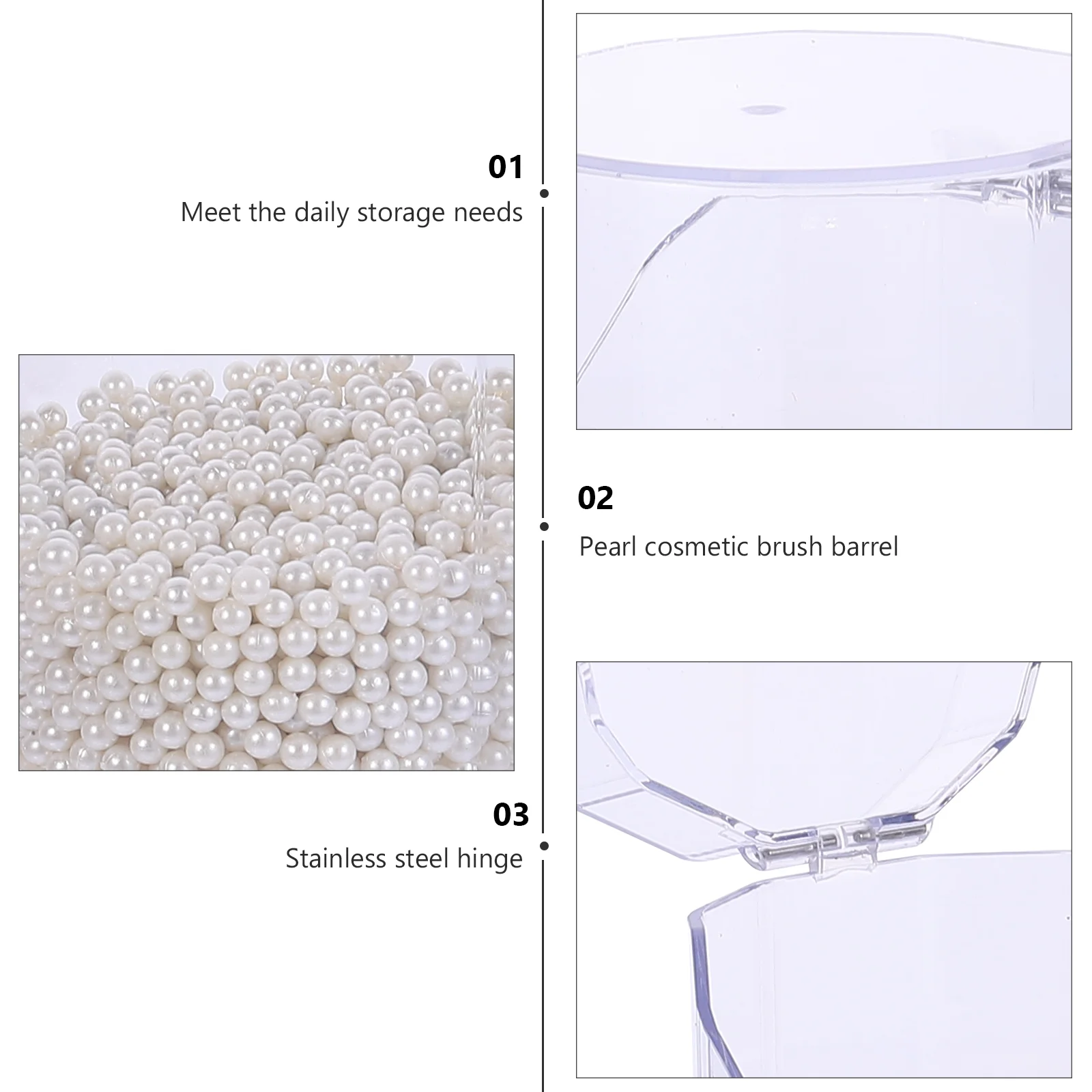 

Pearl Makeup Bucket Storage Box ganizer Holder Desktop Makeup Brush Pearls Box Vanity Case Premium Plastic