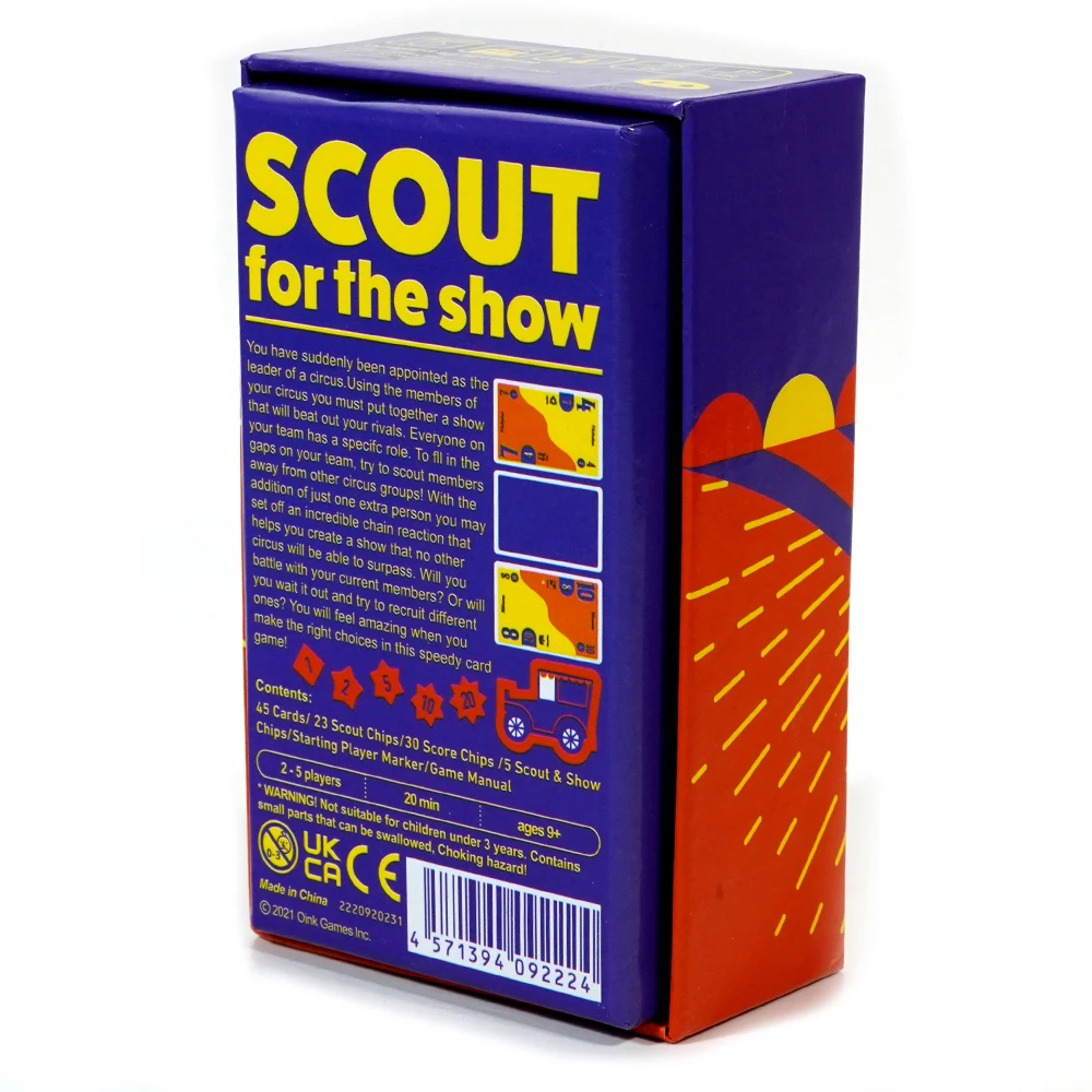 Juego de cartas Scout, juego de mesa de circo Scout, 2-5 personas