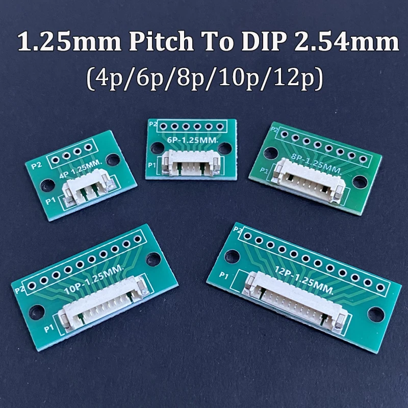1,25 mm Rastermaß Horizontaler SMD-Anschlussadapter 4P 6P 8P 10P 12P JST-Adapterplatine umgewandelt in 2,54 mm DIP-Stiftleiste PCB-Testplatine – Detail 2
