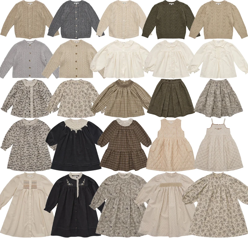 

2025 New Autumn Winter Girls' Casual Dress Baby Girl's Warm Cotton Clothing Kids Wool Knitted Top Casual Pants Set