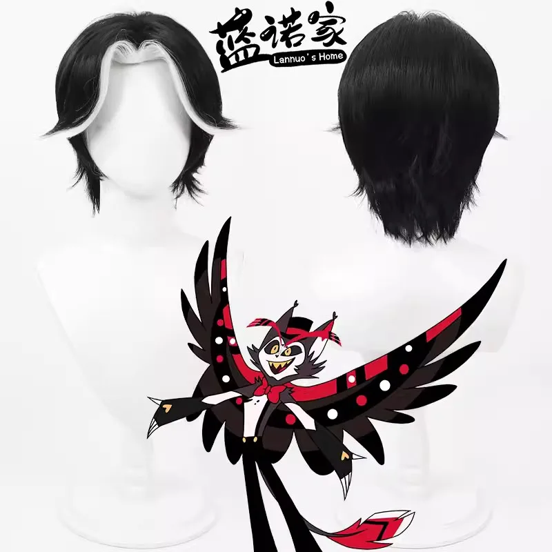 

Anime Hazbin Hotel Husk Cosplay Wig Halloween Carnival Party Props Synthetic Hair Heat Resistant Fiber + Wig Cap