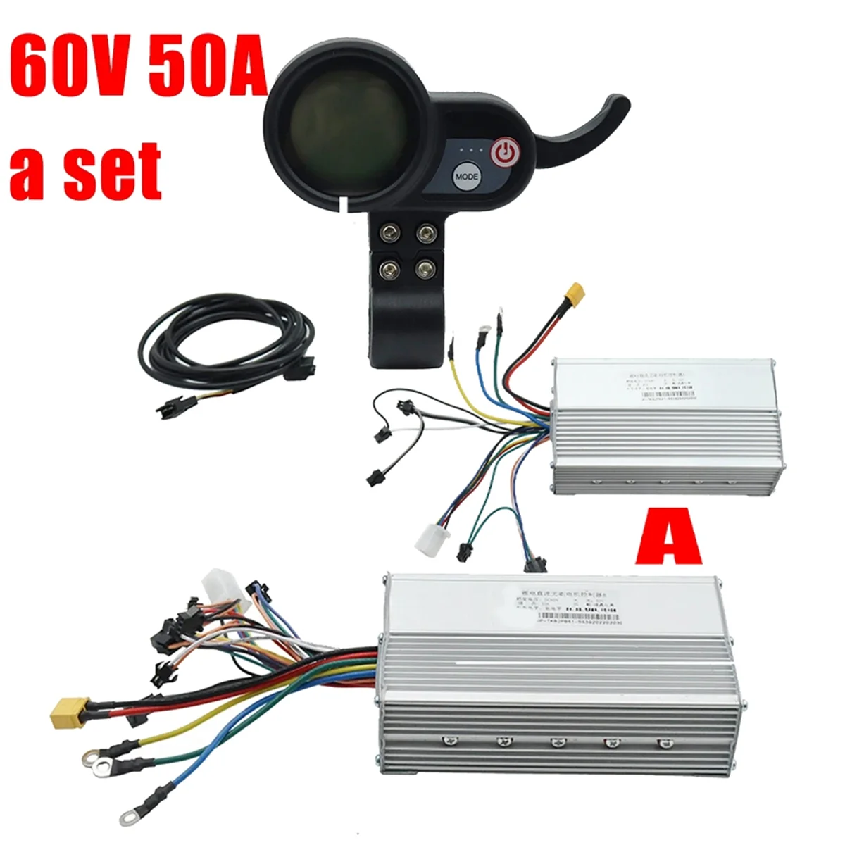 60V 50A Brushless Controller Dual Motor+36V-60V LCD Display Dashboard for Electric Scooter E Bike Accessories