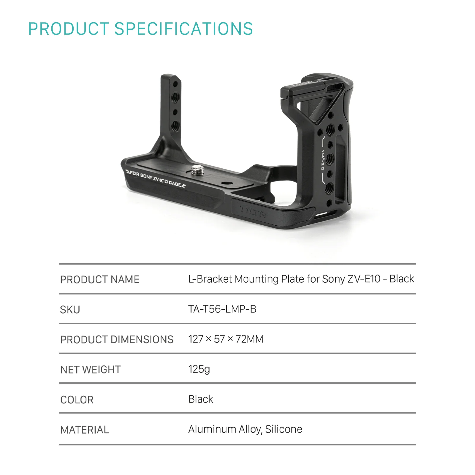 Tilta TA-T56-LMP-B L-Beugel Montageplaat Voor Sony ZV-E10-Zwart