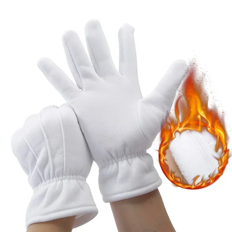 

Winter plus velvet thickened back three-string white gloves etiquette and steadily dance performance keeps warm and cold for men