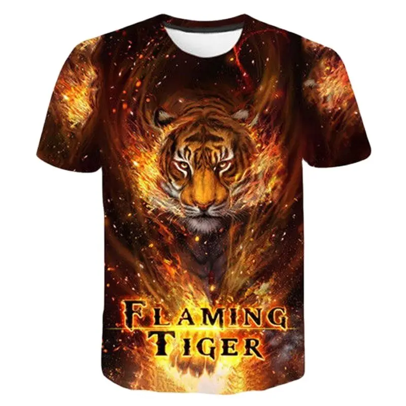 New Summer Leisure Fashion Trend Tiger Picture Man T-shirts Casual Print Personality Tees Round Neck Short Sleeve Funny Tops