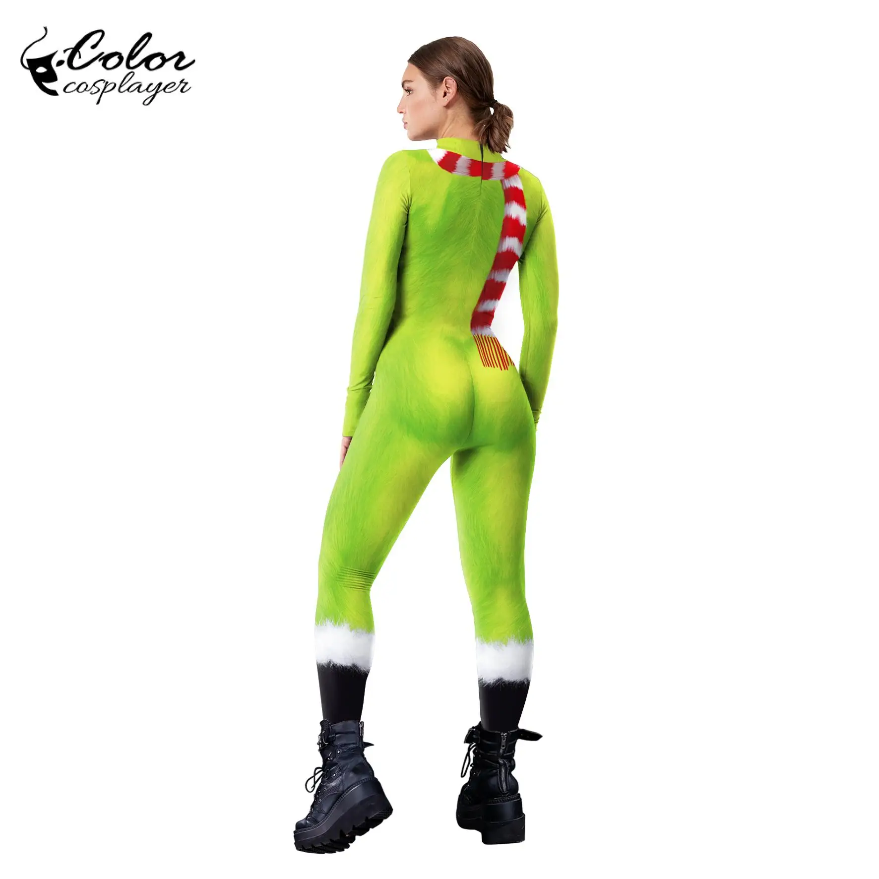 Color Cosplayer Green Christmas Jumpsuit Anime Bodysuit Moive Cartoon Cosplay Costume Adult Catsuit 3D Printing Party Clothing