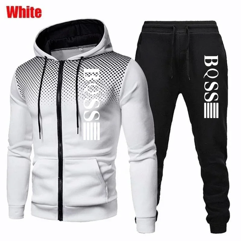 

Mens Tracksuits Casual Print Zipper Hooded Sweatshirts Fashion Trend Versatile Street Coat Outdoor Jogging Sports Clothing 2025