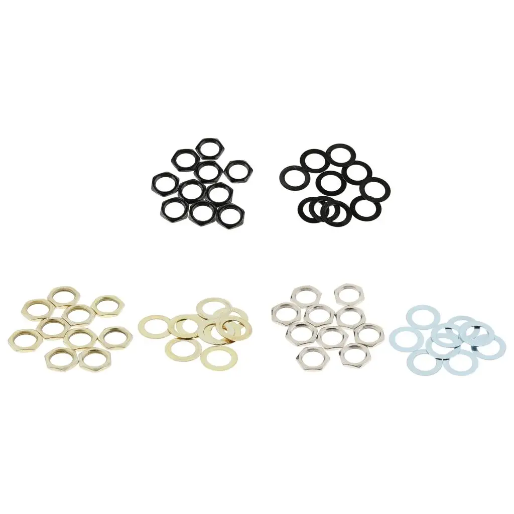 Metal Guitar Nut Washer Electric Plug Nut Set Gasket Screw Kit Parts Accessory for Guitar Repair